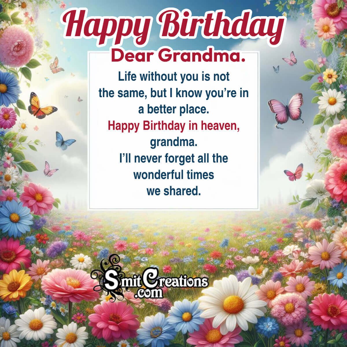 Heavenly Birthday Wishing Pic For Grandma