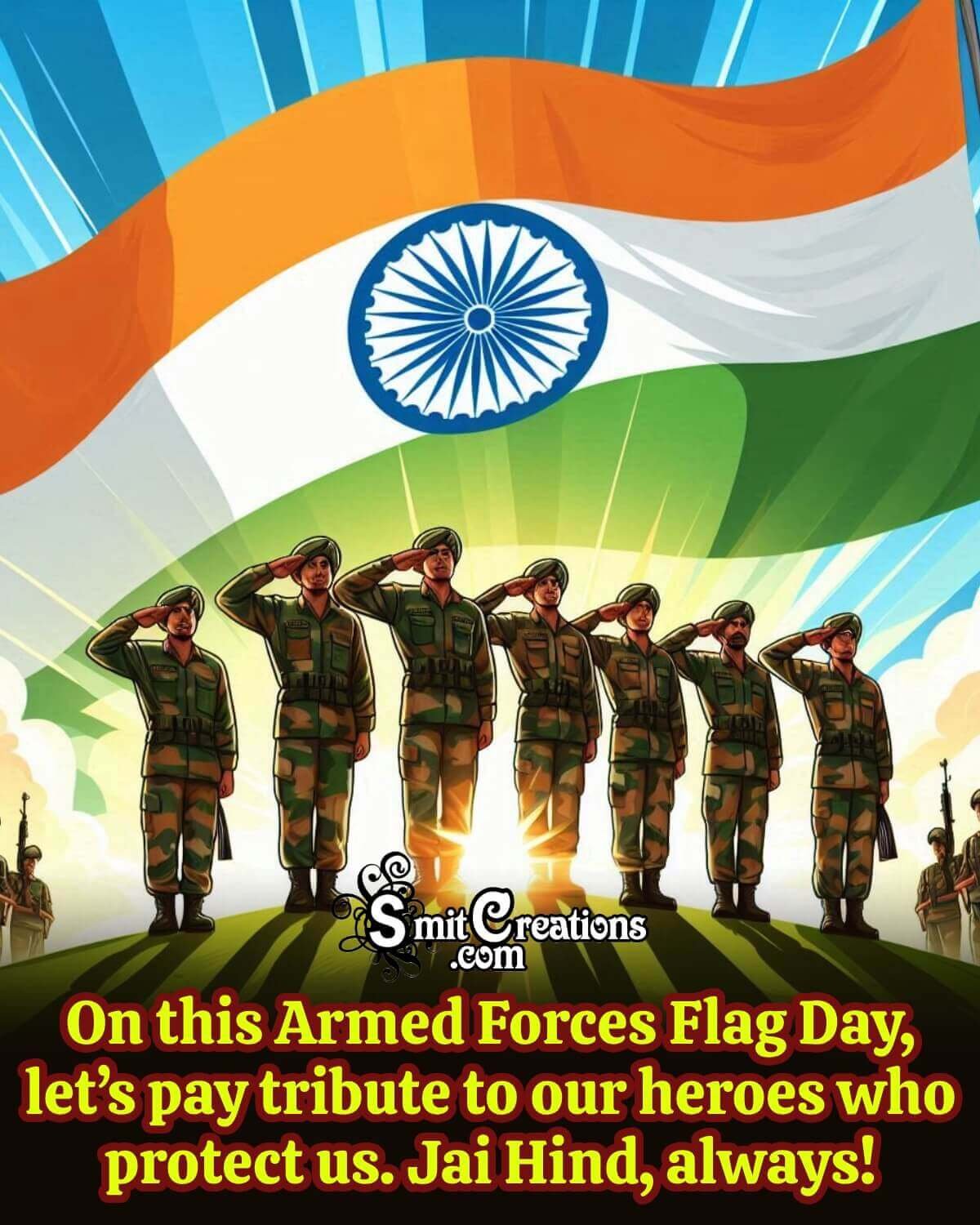 Indian Armed Forces Flag Day Greeting Image