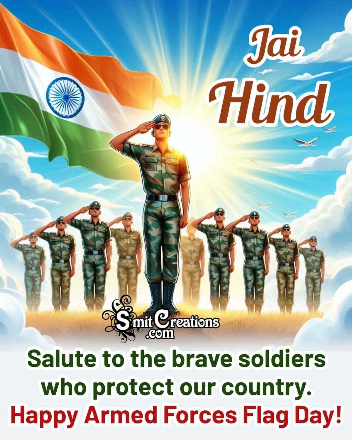 Indian Armed Forces Flag Day Salute Message Image